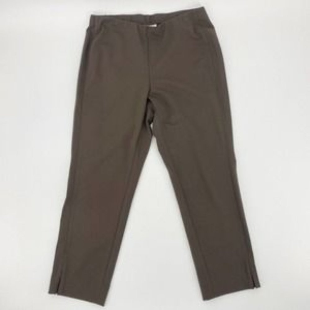 J.Jill Womens Essential Ponte Slim Leg Pants Pull On Brown Sz MP